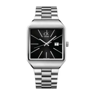 【瑞士 CK手錶 Calvin Klein】流行時尚方型紳士錶-大(K3L31161/K3L31166)