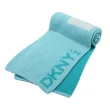 【DKNY】簡約字母LOGO雙色休閒圍巾(湖水藍)