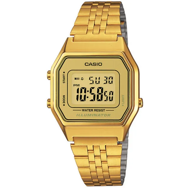 【CASIO 卡西歐】復古數字型電子系列錶款(金-LA680WGA-9)