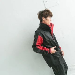 【OutPerform】勁馳率性款二件式風雨衣(黑/紅)