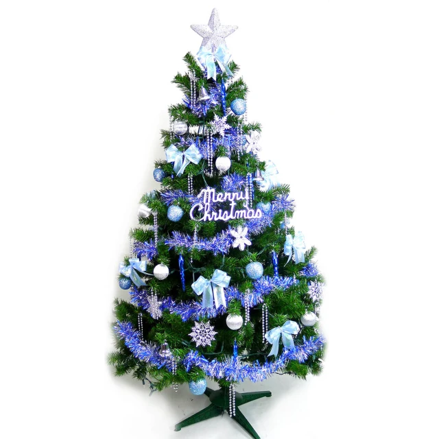 【摩達客】耶誕-12尺/12呎-360cm台灣製豪華版裝飾綠聖誕樹(含藍銀色系配件組/不含燈/本島免運費)