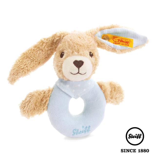 【STEIFF德國金耳釦泰迪熊】Hoppel Rabbit 兔子(嬰幼兒手搖鈴)