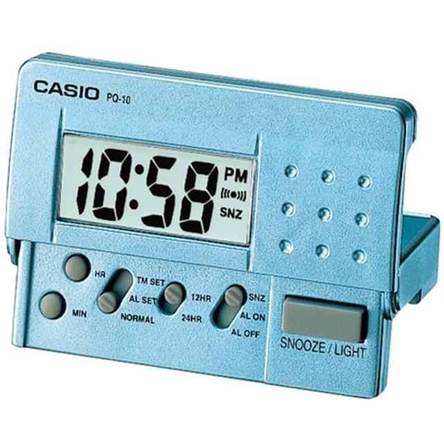【CASIO 卡西歐】輕便數位電子鬧鐘(藍-PQ-10D-2)
