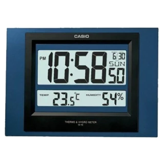 【CASIO 卡西歐】溫溼度電子掛鐘(藍-ID-16S-2)