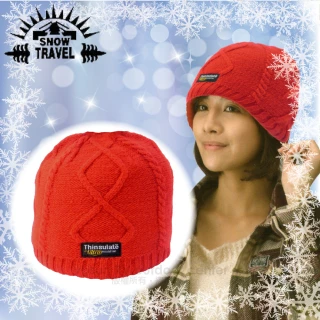 【SNOW TRAVEL】3M Thinsulate高級素面麻花保暖羊毛帽.毛線帽/適零下20度(紅)