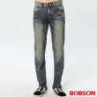 【BOBSON】男款刷白立體壓褶直筒褲(藍1748-52)