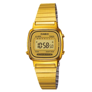 【CASIO 卡西歐】日系復古風-金色系電子女錶(LA670WGA)