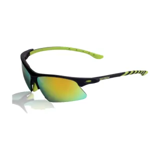 【PROTECH】ADP008專業級UV400運動太陽炫彩眼鏡(黑&綠色框+炫彩片)