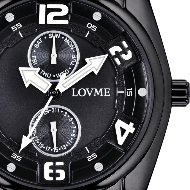 【LOVME】彩色三角指針時尚潮流腕錶-黑x白(VS0777M-33-321)
