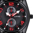 【LOVME】彩色三角指針時尚潮流腕錶-黑x紅(VS0777M-33-351)