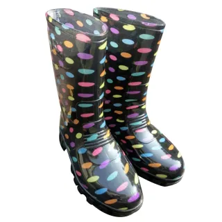 【Sanho 三和牌】MIT亮麗半筒雨靴/雨靴 休閒防水鞋(彩色點/台灣製造  現貨)