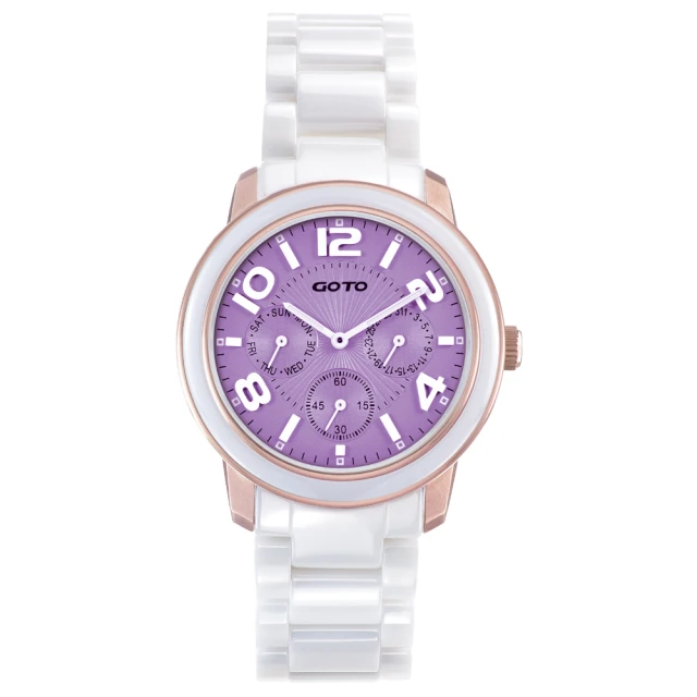 【GOTO】Candy Magic 陶瓷時尚腕錶-IP玫x紫(GC9106M-82-N21)