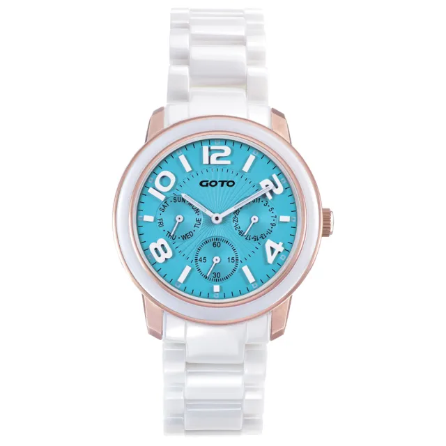 【GOTO】Candy Magic 陶瓷時尚腕錶-IP玫x藍(GC9106M-82-B21)