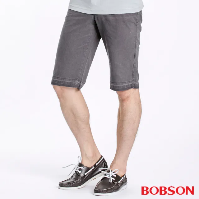 【BOBSON】男款不收邊短褲(灰134-85)