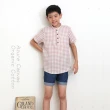 【azure canvas藍天畫布】100%有機棉/ 男童柔紗格子襯衫110-140cm(褐色)