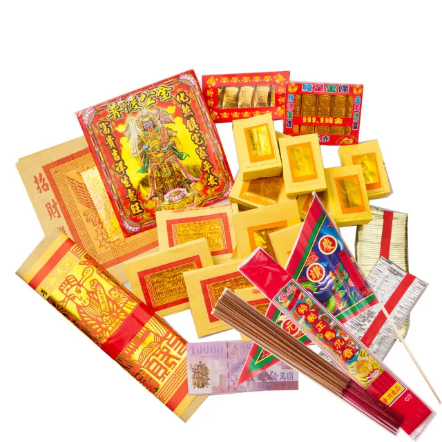 【金發財金紙】簡單豐富普渡公金+好兄弟-含普渡旗香組-2入組(中元普渡專用)