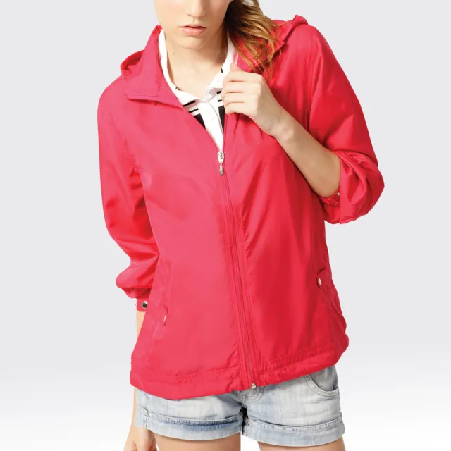 【SAMLIX 山力士】女 抗UV 輕薄 休閒 風衣 外套#WJ622(紫色.紅色.粉紫)