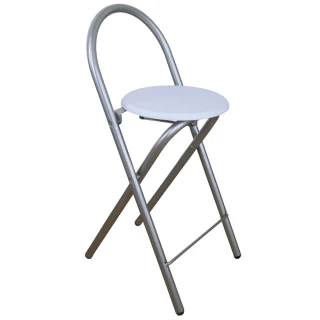 【E-Style】鋼管高背(木製椅座)折疊椅/吧台椅/吧檯椅/高腳椅/摺疊椅-素雅白色(2入/組)