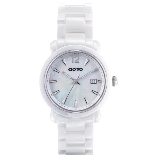 【GOTO】Aurora 陶瓷時尚腕錶-白x銀刻度(GC0167M-22-H21)