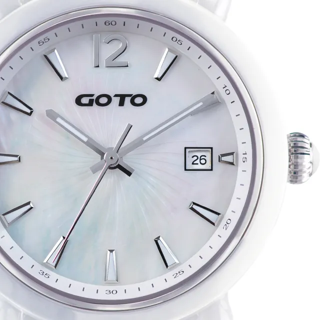 【GOTO】Aurora 陶瓷時尚腕錶-白x銀刻度(GC0167M-22-H21)