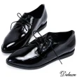 【Deluxe】牛津綁帶黑皮鞋尖頭復古超值感皮鞋(黑)