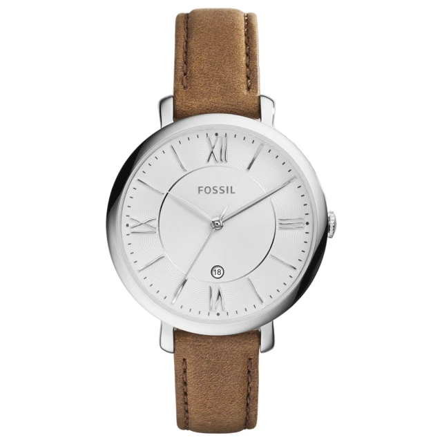 【FOSSIL】網羅質感日期時尚腕錶-白x淺褐皮帶(ES3708)