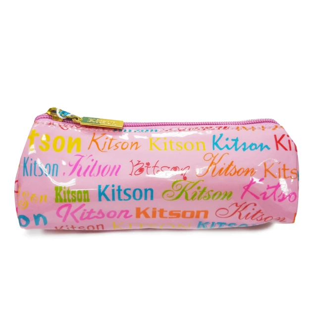 【kitson】繽紛LOGO三角形化妝包(粉)