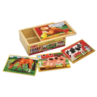 【Melissa & Doug 瑪莉莎】盒中木製拼圖 - 農場動物