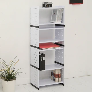 【H&R安室家】貴族風可延伸式組合書櫃(現代白4層)
