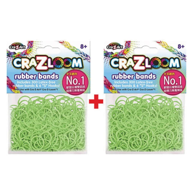 【美國Cra-Z-Art】Cra-Z-Loom彩紅圈圈編織 橡皮筋補充包 螢光綠x2包(共600條)