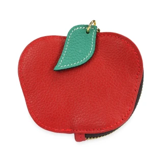 【真皮屋 CONTINUITA】輕巧蘋果水果造型零錢包(蘋果紅)