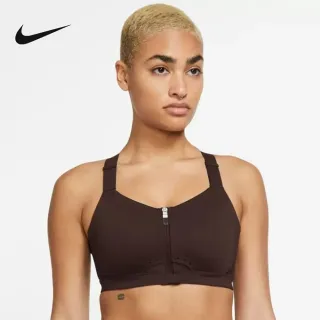 【NIKE 耐吉】高強度 正面拉鍊 運動內衣 訓練 AS W NK DF ALPHA ZIP-FRONT BRA 女 咖啡(DD0437227)