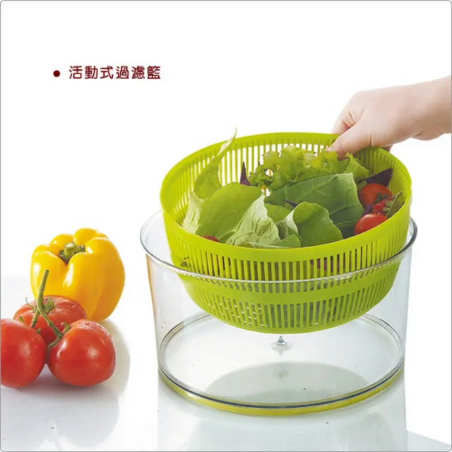 【IBILI】可扣手轉式蔬菜脫水器 24cm(蔬菜香草脫水器 瀝水籃瀝水盆)
