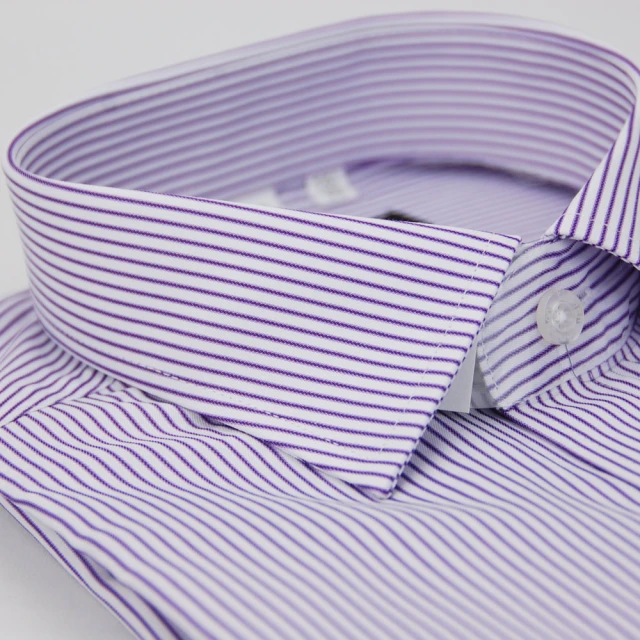 【金安德森】紫色條紋窄版長袖襯衫
