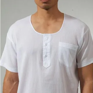 【三槍牌】3件組時尚型男縐縐布半門襟短袖衫(白)