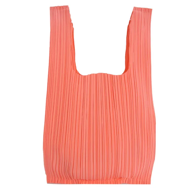 【ISSEY MIYAKE 三宅一生】PLEATS PLEASE 褶皺購物袋(珊瑚紅)