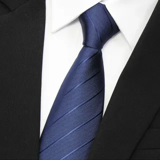 【拉福】歐美領帶8cm寬版領帶拉鍊領帶(藍斜)