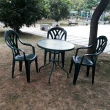 【Brother 兄弟牌】80cm玻璃圓桌加綠色塑膠椅一桌四椅組(戶外休閒)