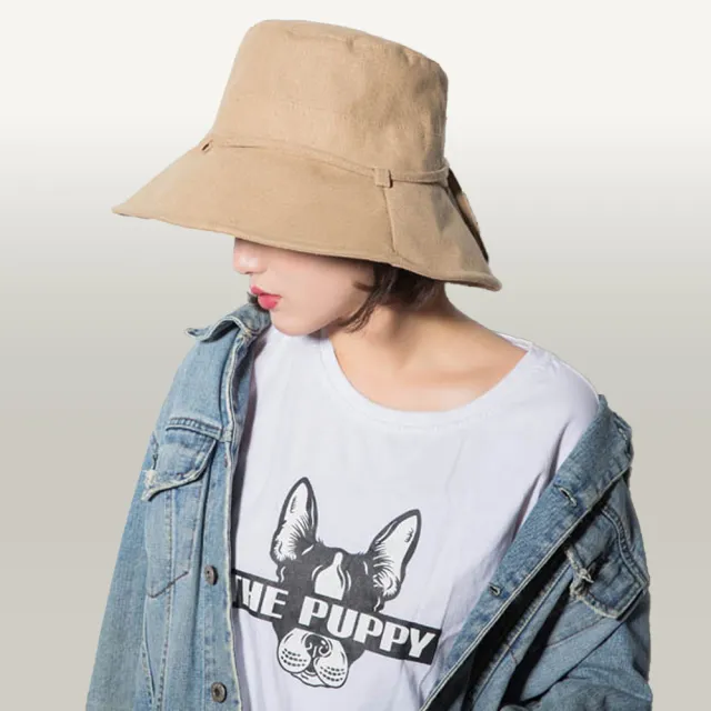 【日本UV CUT】日本UV CUT蝴蝶結細繩防曬遮陽布帽(7色)