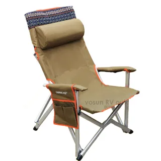 【台灣 Camping Ace】熱賣民族風 超強加大加厚鋁合金可折高背巨川椅子/雙層布.附枕頭(金黃 ARC-808B1)