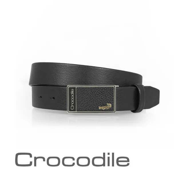 【Crocodile】鱷魚皮件 真皮皮帶 自動皮帶 扣式皮帶 32mm-0101-40041-黑色(真皮皮帶 男生皮