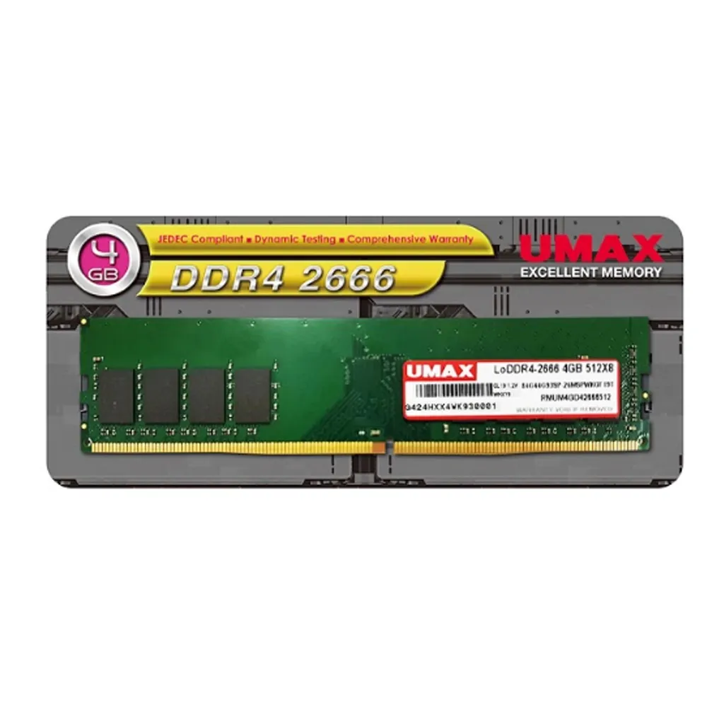 【UMAX】DDR4 2666 4GB 512X8桌上型記憶體