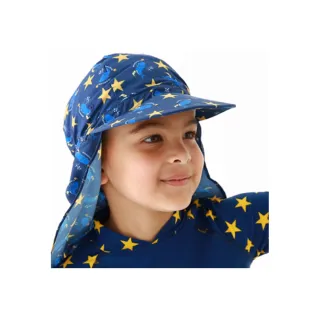 【Biki 比基尼妮】兒童帽防曬遮陽遮脖帽彩斑海邊帽子