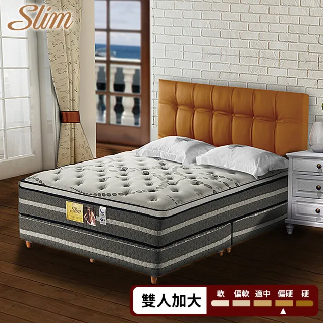 【SLIM 紓壓型】天絲記憶膠銀離子抗菌彈簧床墊(雙人加大6尺)
