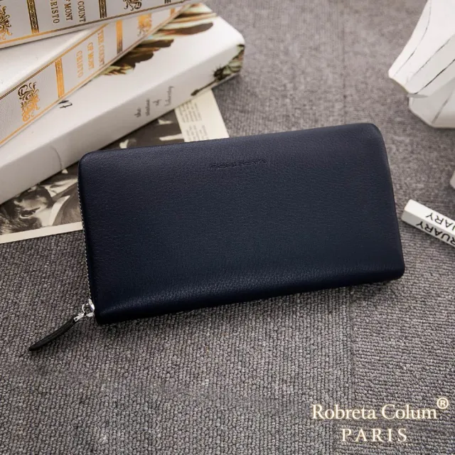 【Roberta Colum】雙11  經典品味鹿紋牛皮單拉鍊長夾正規版-共3色