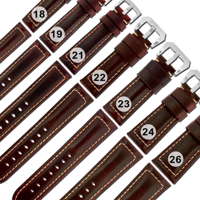 【Watchband】各品牌通用經典復刻百搭款厚實柔軟真皮錶帶(紅棕色)