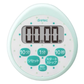 【dretec】小點點蛋形防潑水時鐘計時器-綠色