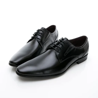 【GEORGE 喬治皮鞋】商務系列 綁帶經典素面紳士皮鞋-黑615010BW-10