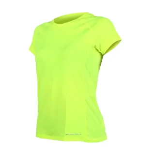 【HODARLA】女昕漾剪接短袖T恤-路跑 慢跑 健身 短袖上衣 台灣製 螢光黃(3139202)