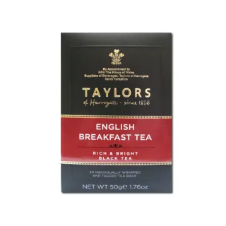 【英國泰勒茶Taylors】英式早安紅茶包2.5gx20包x1盒(咖啡因特濃)